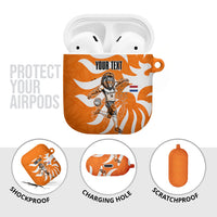 Personalized Netherlands Football Lion Mascot AirPods Case Dutch Orange Flag Windmill Symbol Comic