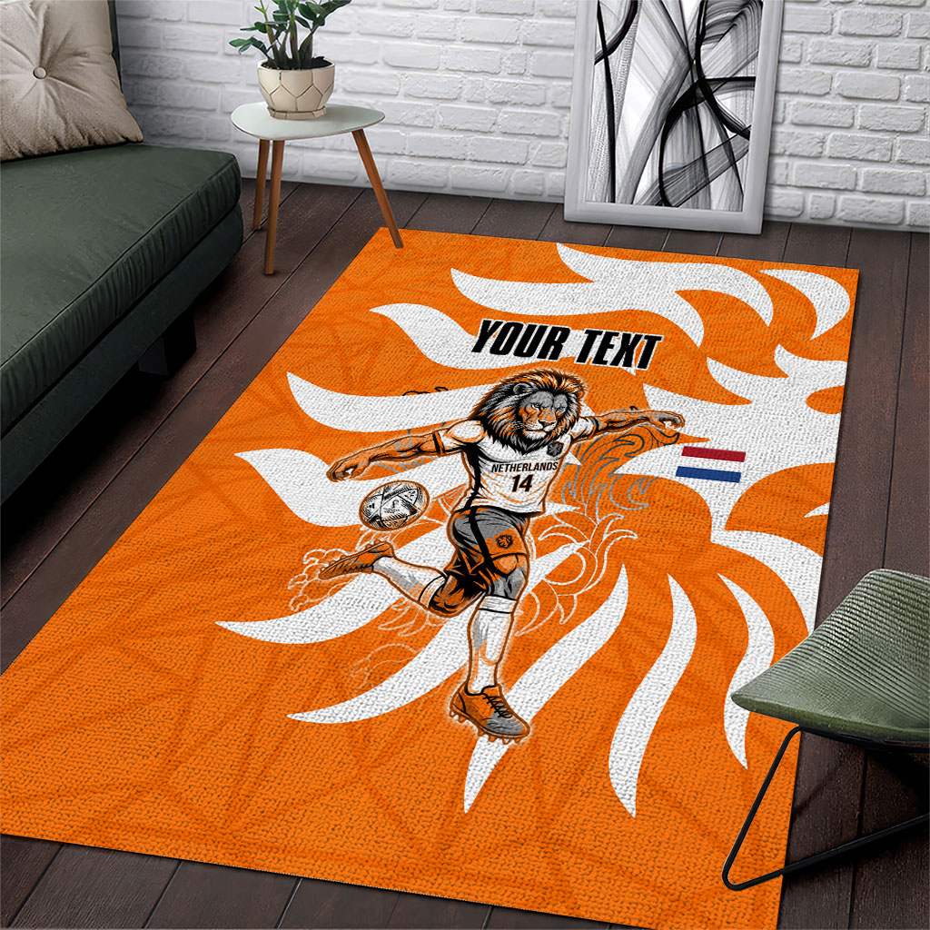 Personalized Netherlands Football Lion Mascot Area Rug Dutch Orange Flag Windmill Symbol Comic