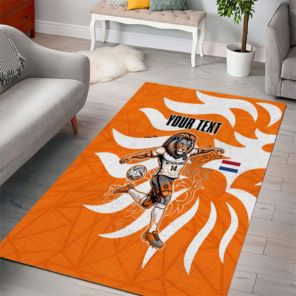 Personalized Netherlands Football Lion Mascot Area Rug Dutch Orange Flag Windmill Symbol Comic