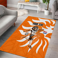 Personalized Netherlands Football Lion Mascot Area Rug Dutch Orange Flag Windmill Symbol Comic