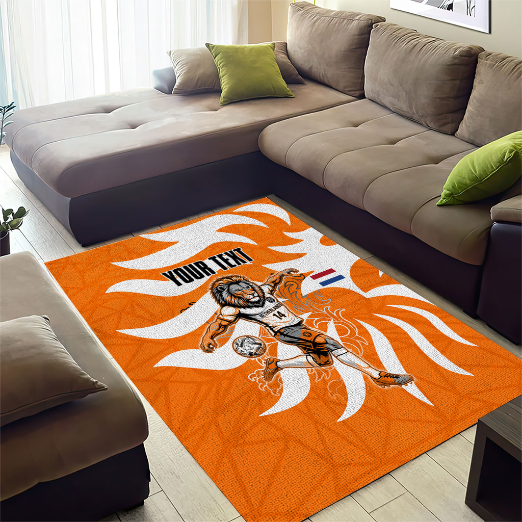 Personalized Netherlands Football Lion Mascot Area Rug Dutch Orange Flag Windmill Symbol Comic
