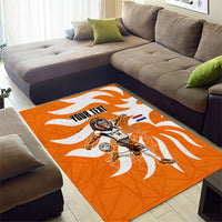 Personalized Netherlands Football Lion Mascot Area Rug Dutch Orange Flag Windmill Symbol Comic