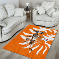 Personalized Netherlands Football Lion Mascot Area Rug Dutch Orange Flag Windmill Symbol Comic