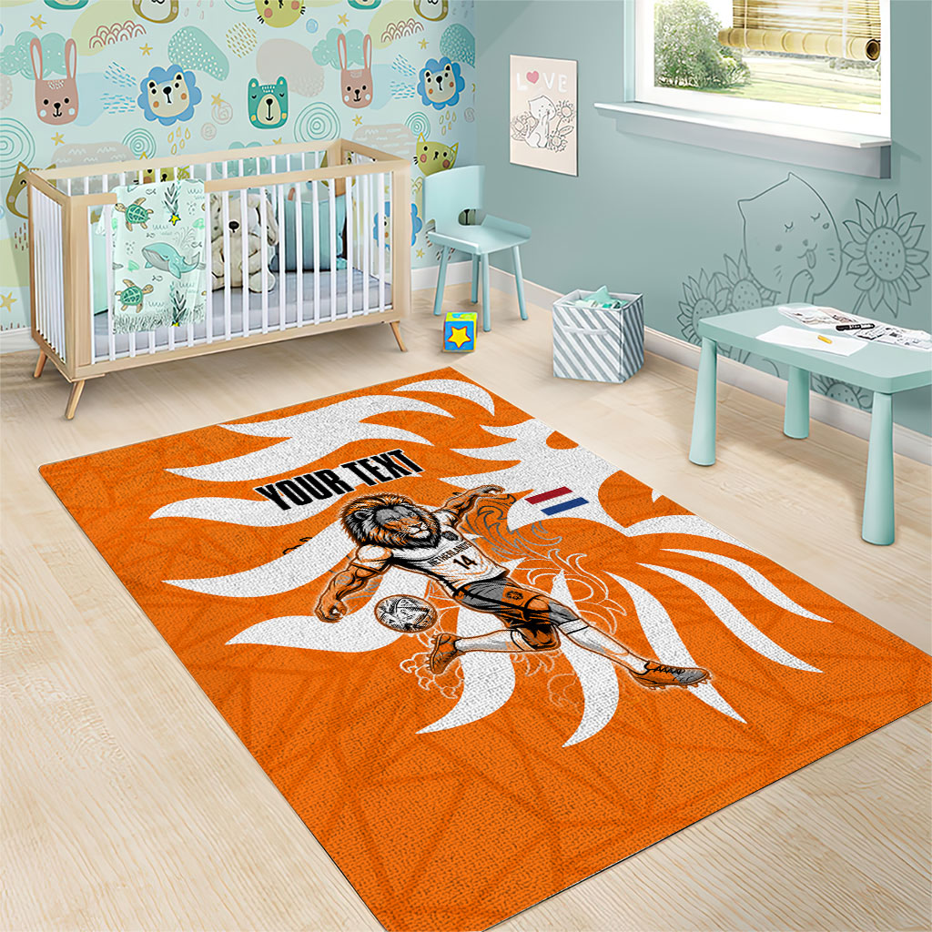 Personalized Netherlands Football Lion Mascot Area Rug Dutch Orange Flag Windmill Symbol Comic