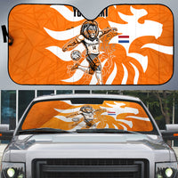 Personalized Netherlands Football Lion Mascot Auto Sun Shade Dutch Orange Flag Windmill Symbol Comic