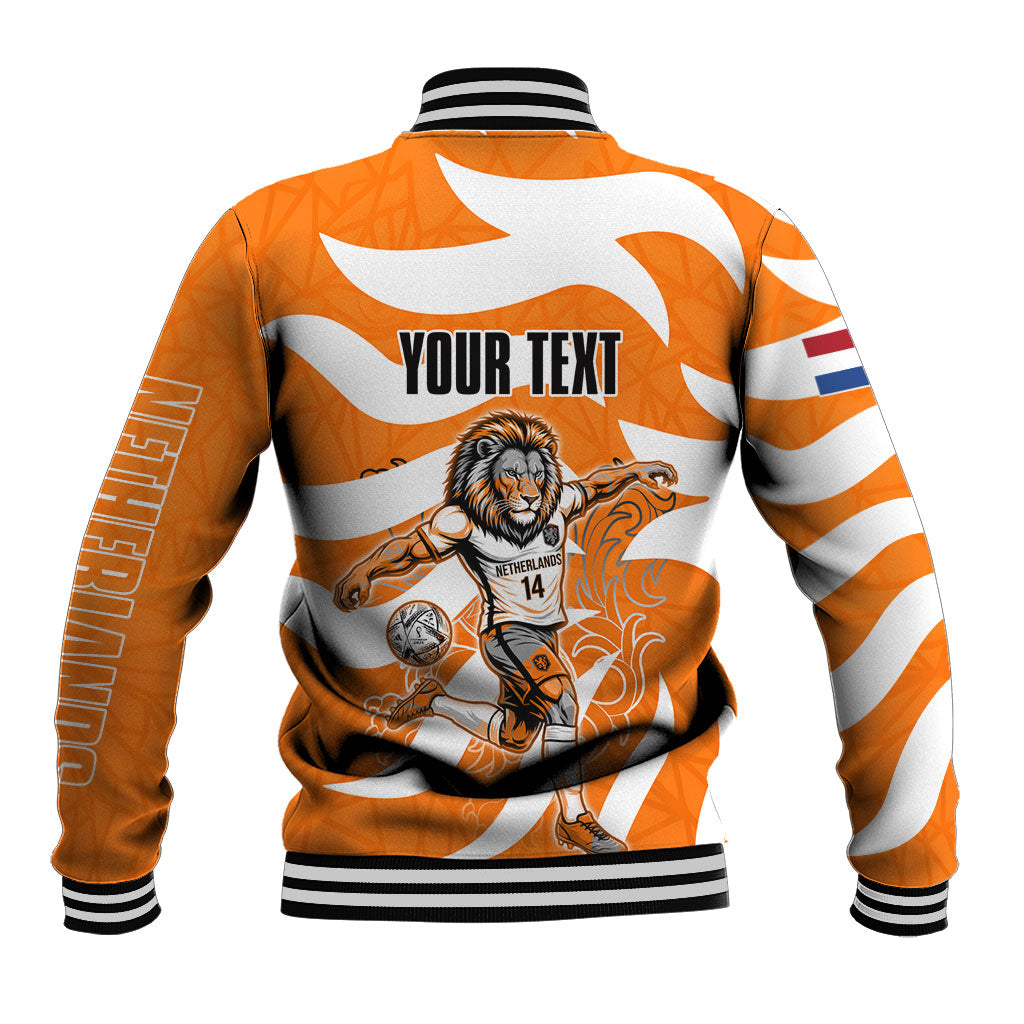 Personalized Netherlands Football Lion Mascot Baseball Jacket Dutch Orange Flag Windmill Symbol Comic