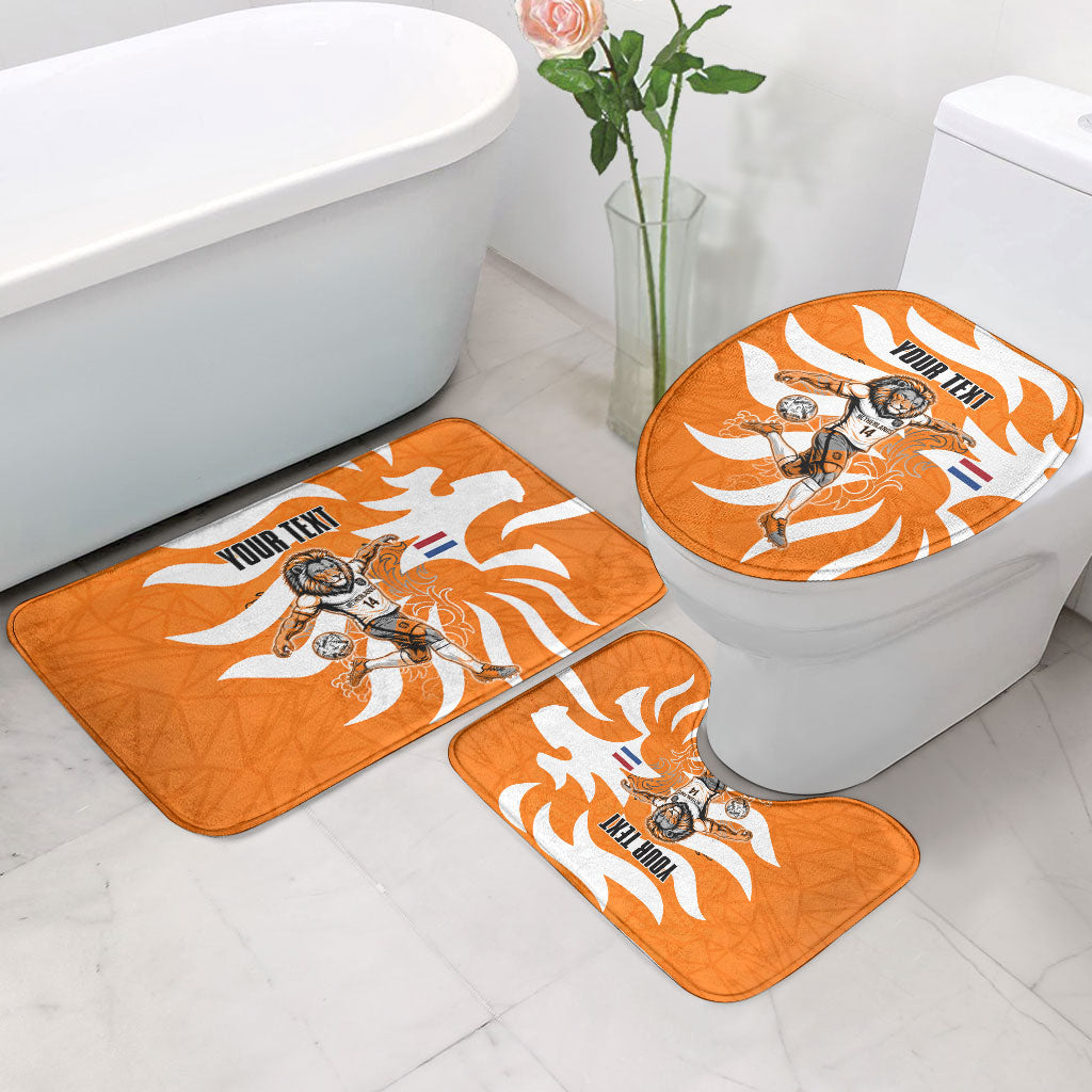 Personalized Netherlands Football Lion Mascot Bathroom Set Dutch Orange Flag Windmill Symbol Comic