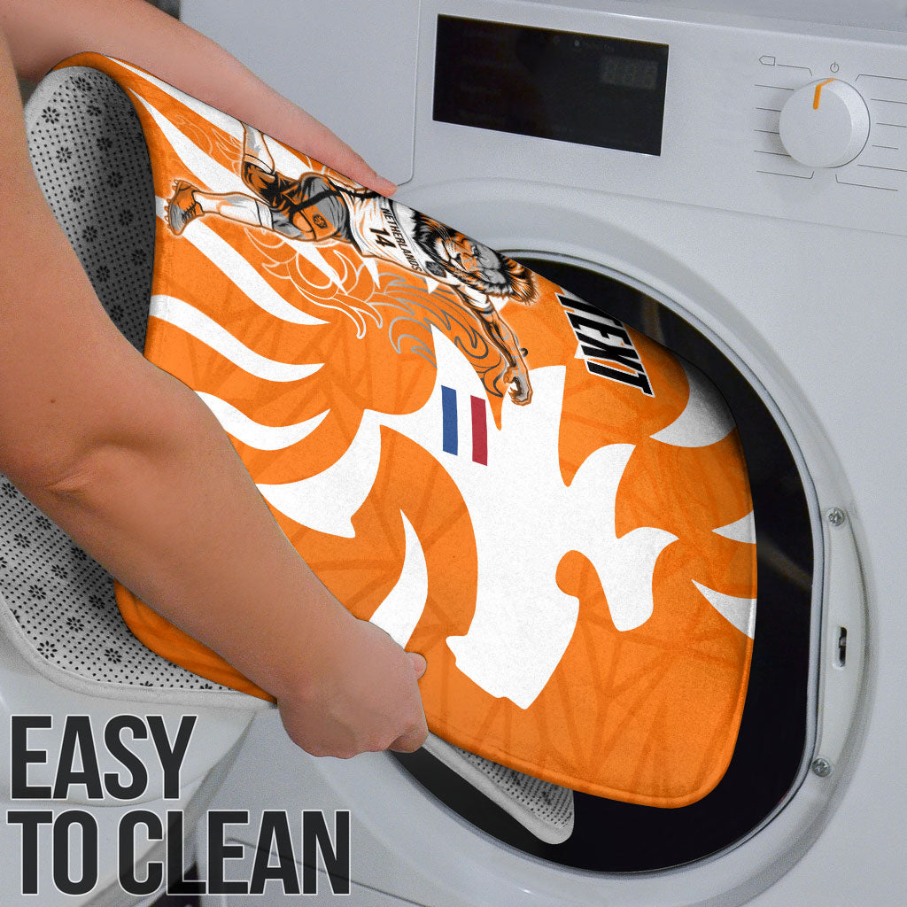 Personalized Netherlands Football Lion Mascot Bathroom Set Dutch Orange Flag Windmill Symbol Comic