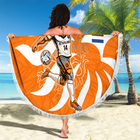 Personalized Netherlands Football Lion Mascot Beach Blanket Dutch Orange Flag Windmill Symbol Comic