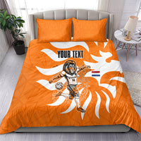 Personalized Netherlands Football Lion Mascot Bedding Set Dutch Orange Flag Windmill Symbol Comic