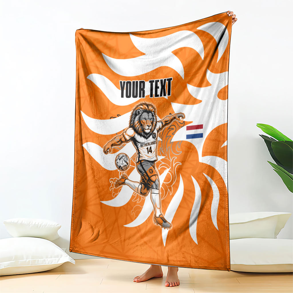 Personalized Netherlands Football Lion Mascot Blanket Dutch Orange Flag Windmill Symbol Comic