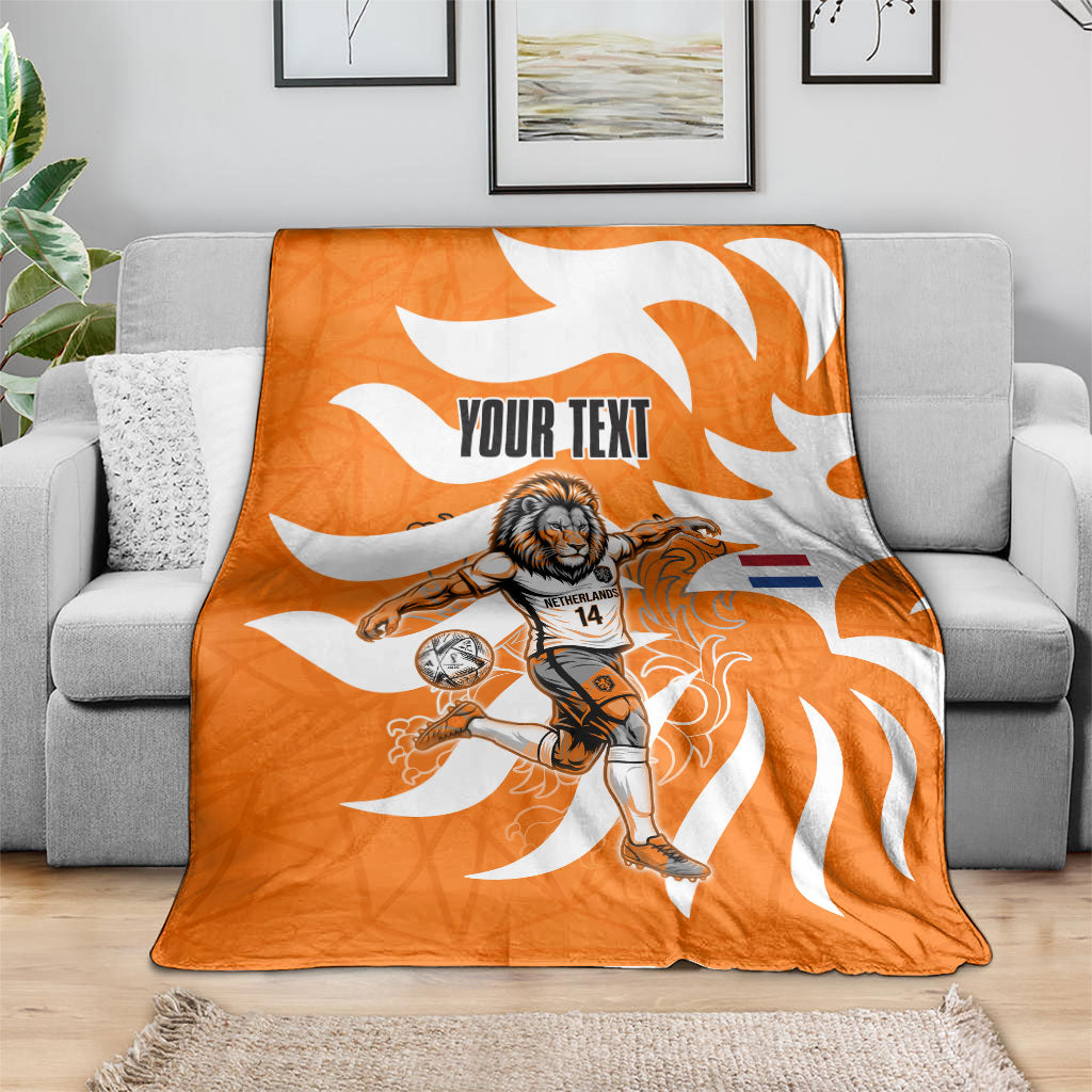 Personalized Netherlands Football Lion Mascot Blanket Dutch Orange Flag Windmill Symbol Comic