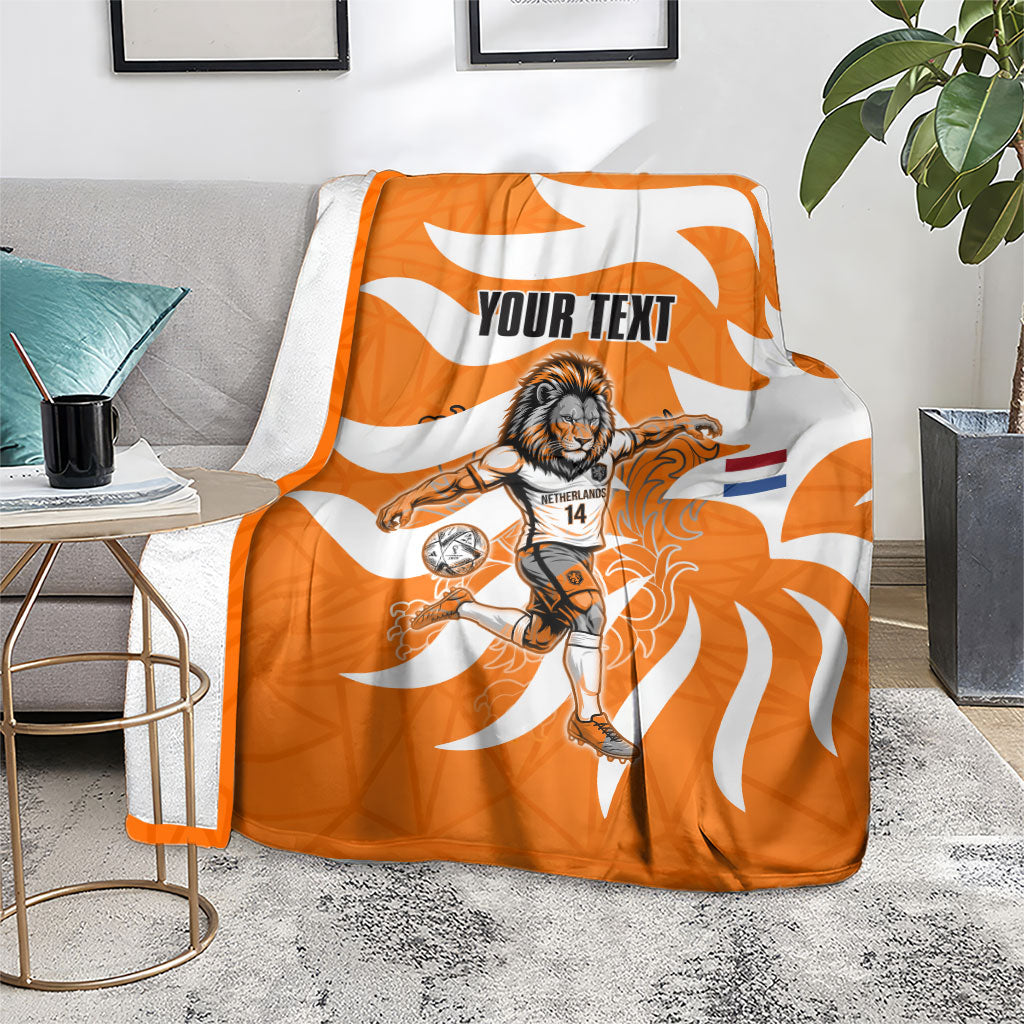 Personalized Netherlands Football Lion Mascot Blanket Dutch Orange Flag Windmill Symbol Comic