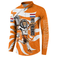 Personalized Netherlands Football Lion Mascot Button Sweatshirt Dutch Orange Flag Windmill Symbol Comic