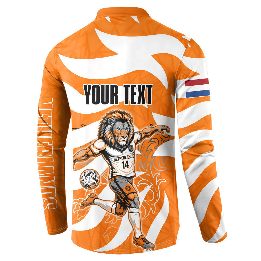 Personalized Netherlands Football Lion Mascot Button Sweatshirt Dutch Orange Flag Windmill Symbol Comic
