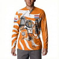Personalized Netherlands Football Lion Mascot Button Sweatshirt Dutch Orange Flag Windmill Symbol Comic