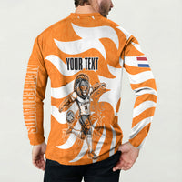 Personalized Netherlands Football Lion Mascot Button Sweatshirt Dutch Orange Flag Windmill Symbol Comic