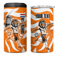 Personalized Netherlands Football Lion Mascot 4 in 1 Can Cooler Tumbler Dutch Orange Flag Windmill Symbol Comic