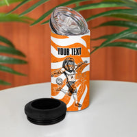Personalized Netherlands Football Lion Mascot 4 in 1 Can Cooler Tumbler Dutch Orange Flag Windmill Symbol Comic