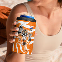 Personalized Netherlands Football Lion Mascot 4 in 1 Can Cooler Tumbler Dutch Orange Flag Windmill Symbol Comic