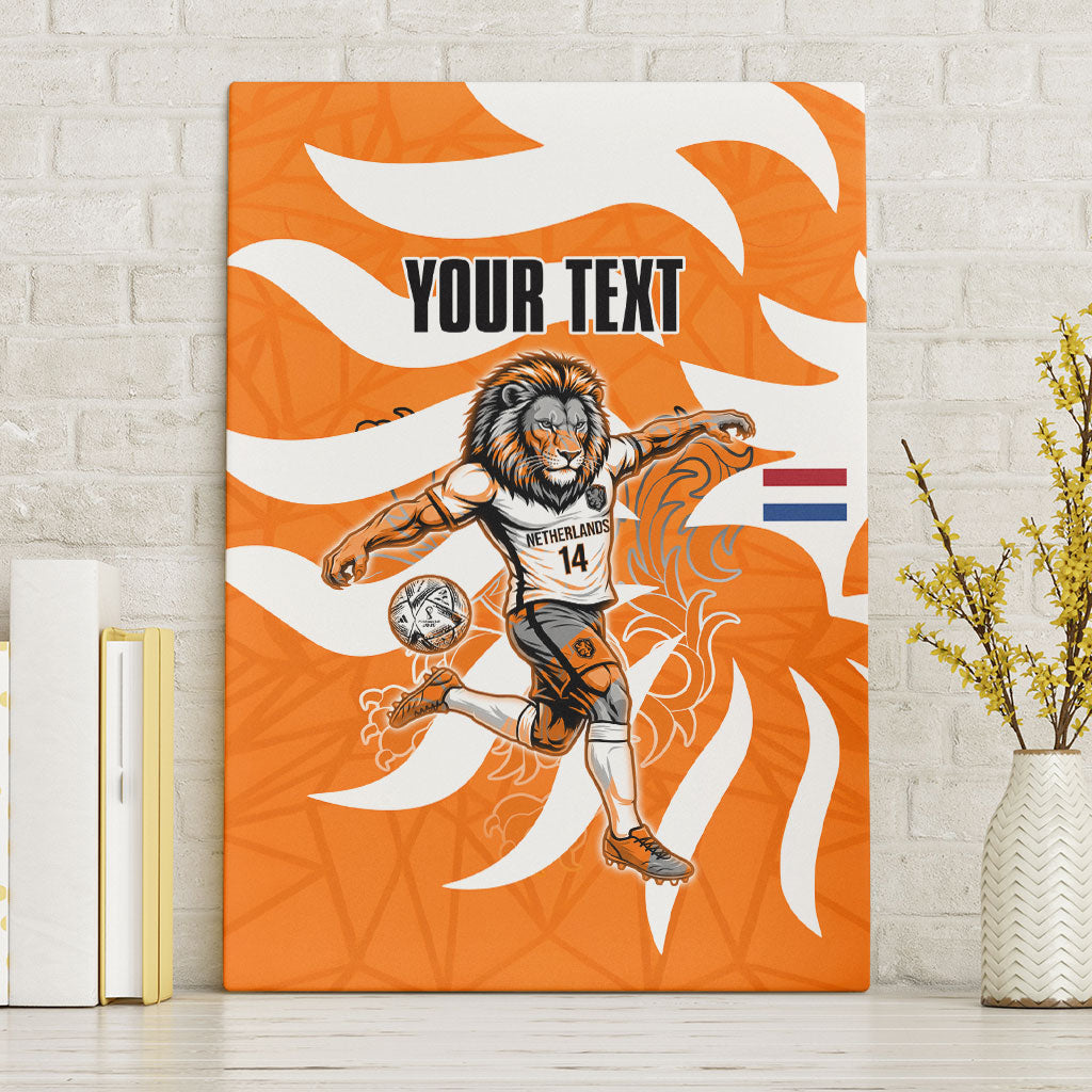Personalized Netherlands Football Lion Mascot Canvas Wall Art Dutch Orange Flag Windmill Symbol Comic