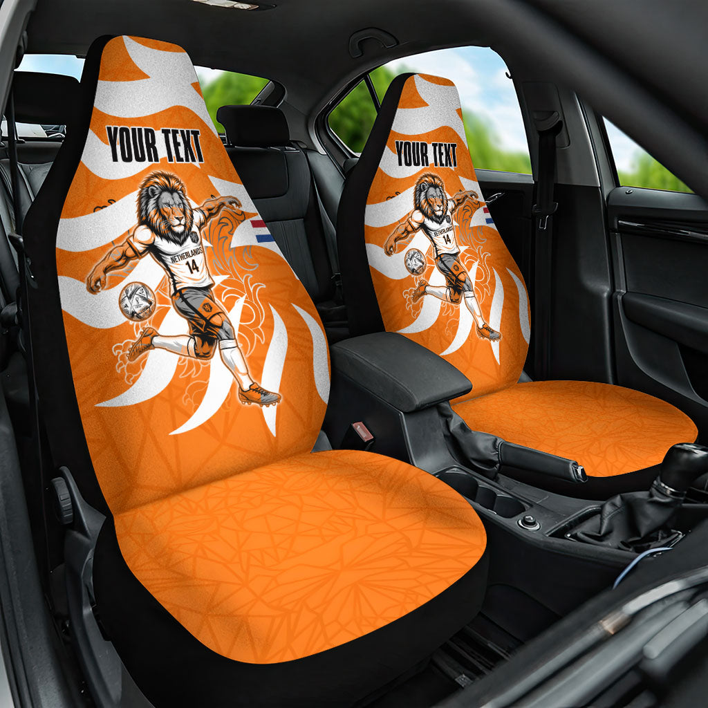 Personalized Netherlands Football Lion Mascot Car Seat Cover Dutch Orange Flag Windmill Symbol Comic