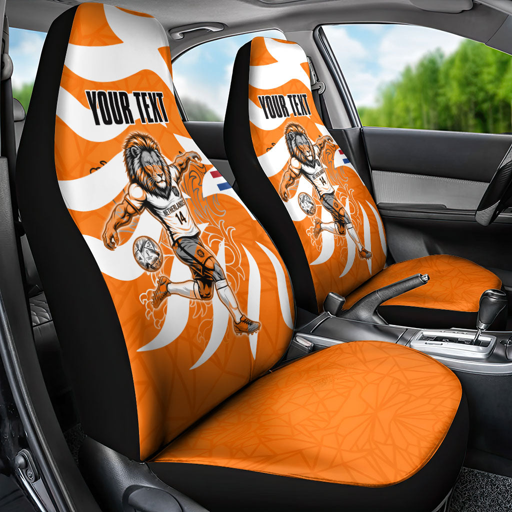 Personalized Netherlands Football Lion Mascot Car Seat Cover Dutch Orange Flag Windmill Symbol Comic