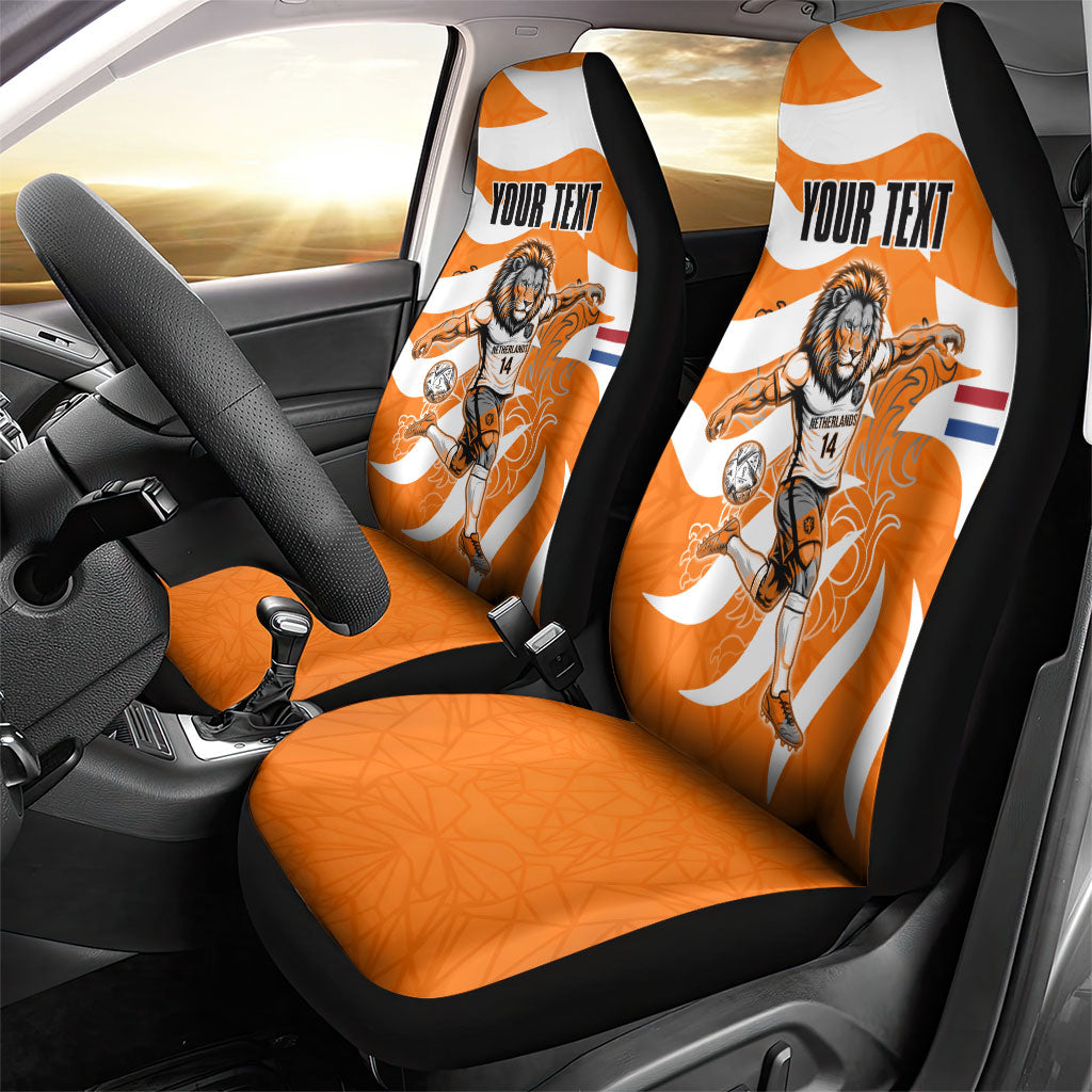 Personalized Netherlands Football Lion Mascot Car Seat Cover Dutch Orange Flag Windmill Symbol Comic