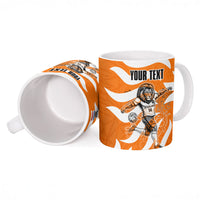 Personalized Netherlands Football Lion Mascot Ceramic Mug Dutch Orange Flag Windmill Symbol Comic