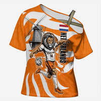 Personalized Netherlands Football Lion Mascot Cross Shoulder Shirt Dutch Orange Flag Windmill Symbol Comic