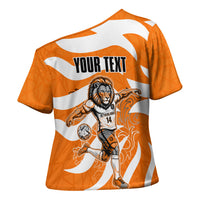 Personalized Netherlands Football Lion Mascot Cross Shoulder Shirt Dutch Orange Flag Windmill Symbol Comic