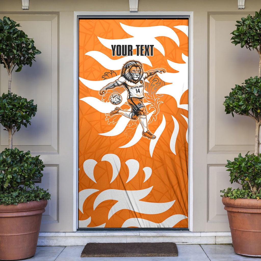Personalized Netherlands Football Lion Mascot Door Cover Dutch Orange Flag Windmill Symbol Comic