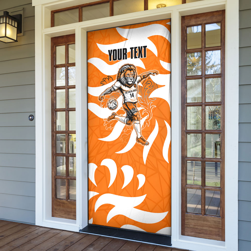Personalized Netherlands Football Lion Mascot Door Cover Dutch Orange Flag Windmill Symbol Comic