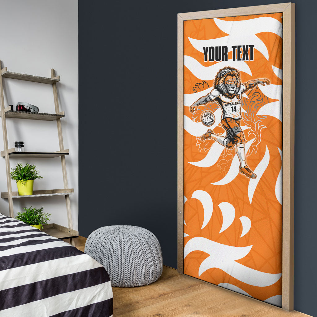 Personalized Netherlands Football Lion Mascot Door Cover Dutch Orange Flag Windmill Symbol Comic