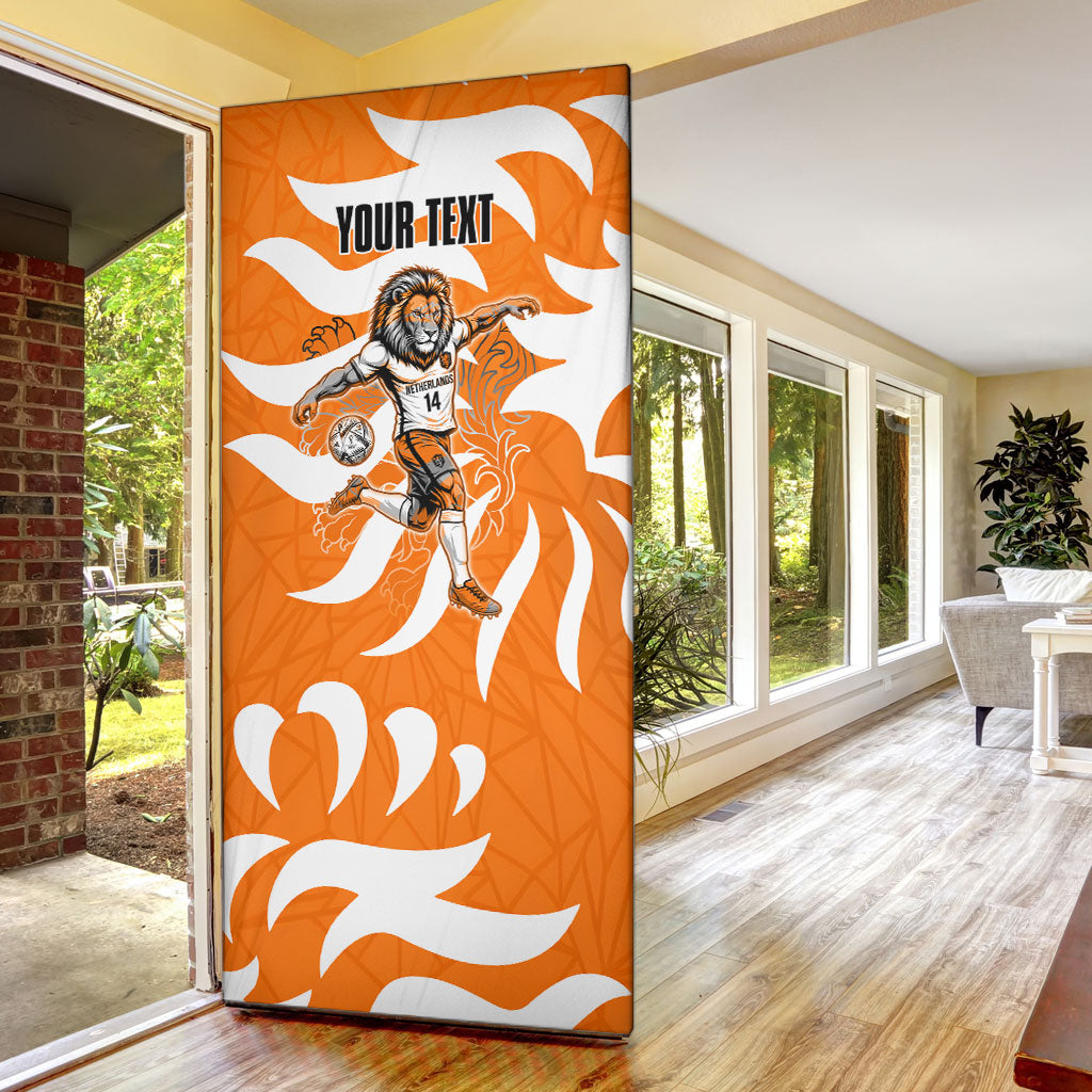 Personalized Netherlands Football Lion Mascot Door Cover Dutch Orange Flag Windmill Symbol Comic