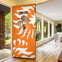 Personalized Netherlands Football Lion Mascot Door Cover Dutch Orange Flag Windmill Symbol Comic