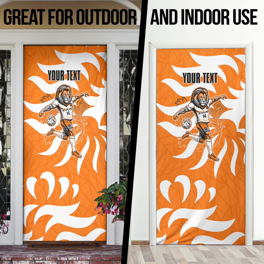 Personalized Netherlands Football Lion Mascot Door Cover Dutch Orange Flag Windmill Symbol Comic