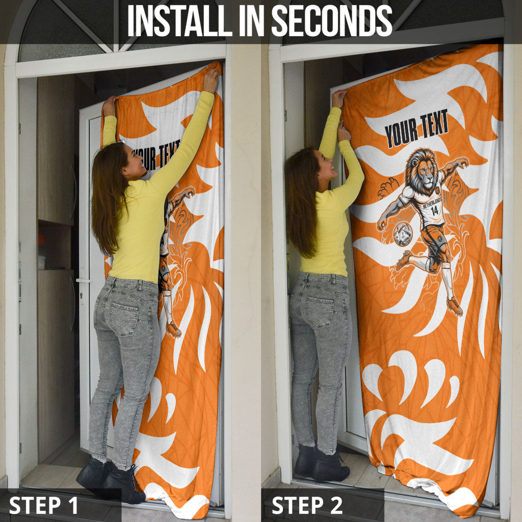 Personalized Netherlands Football Lion Mascot Door Cover Dutch Orange Flag Windmill Symbol Comic