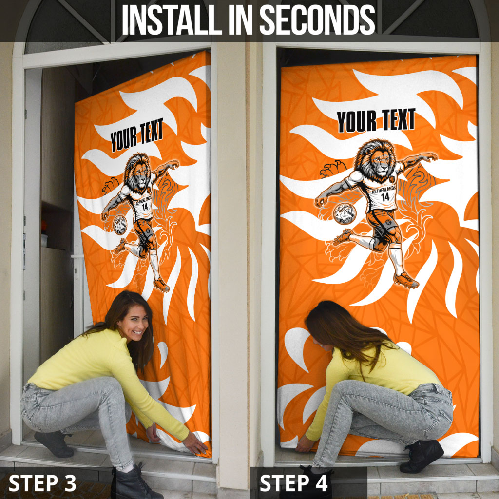 Personalized Netherlands Football Lion Mascot Door Cover Dutch Orange Flag Windmill Symbol Comic