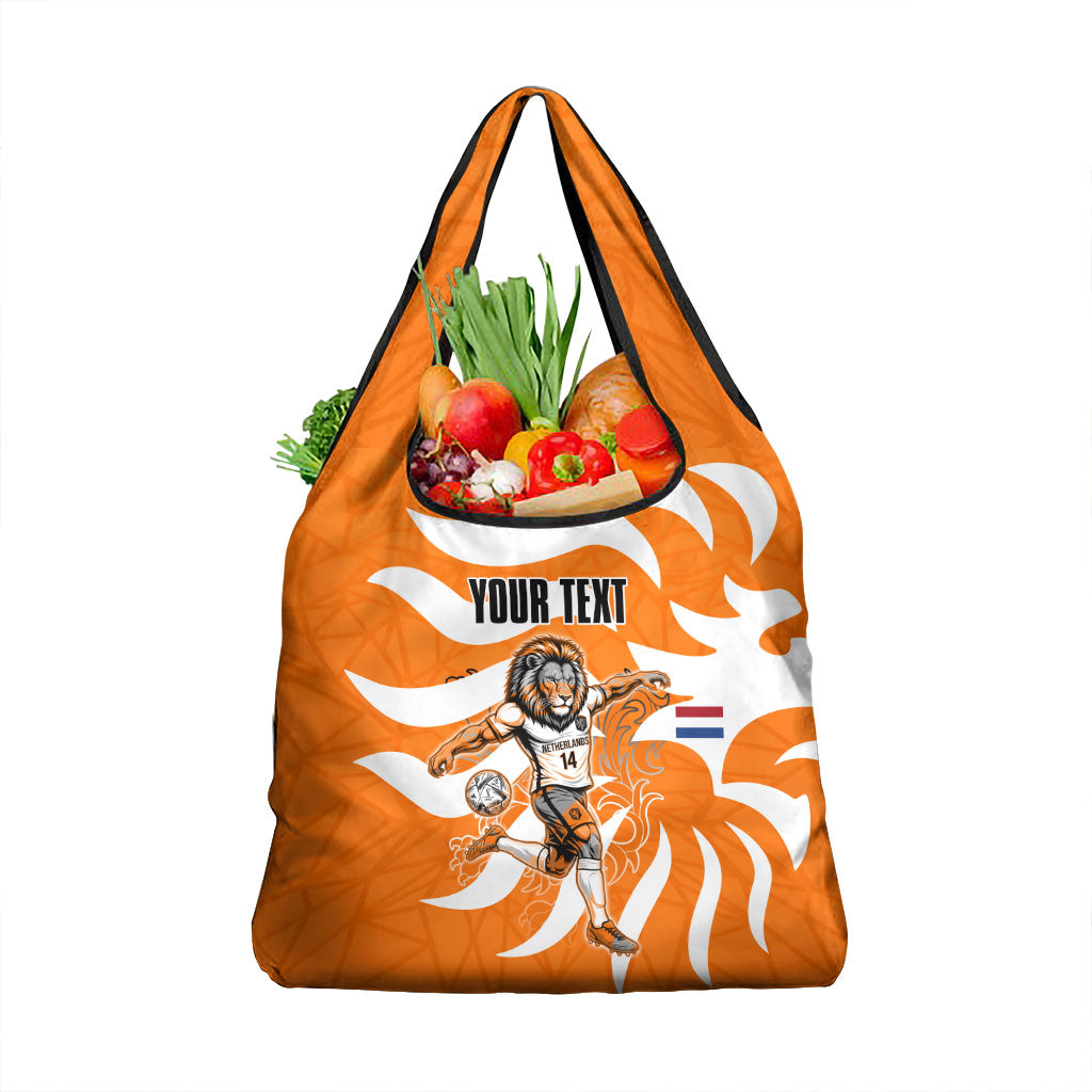 Personalized Netherlands Football Lion Mascot Grocery Bag Dutch Orange Flag Windmill Symbol Comic