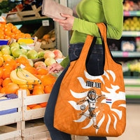 Personalized Netherlands Football Lion Mascot Grocery Bag Dutch Orange Flag Windmill Symbol Comic