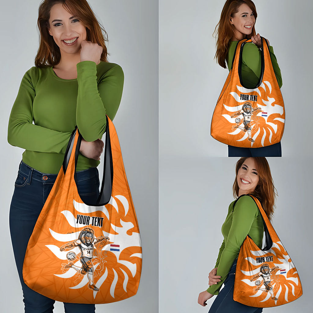 Personalized Netherlands Football Lion Mascot Grocery Bag Dutch Orange Flag Windmill Symbol Comic