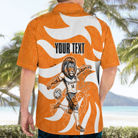Personalized Netherlands Football Lion Mascot Hawaiian Shirt Dutch Orange Flag Windmill Symbol Comic