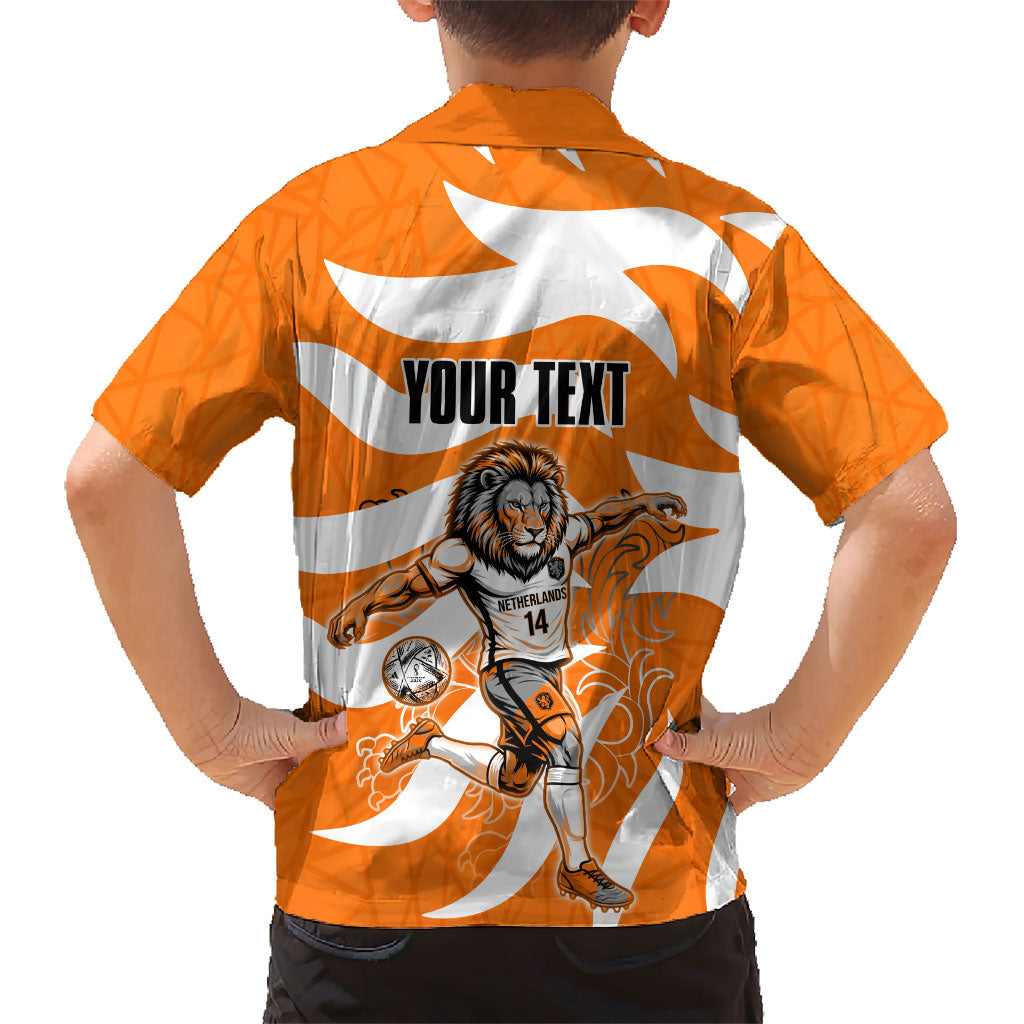 Personalized Netherlands Football Lion Mascot Hawaiian Shirt Dutch Orange Flag Windmill Symbol Comic