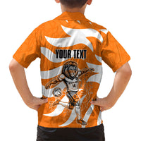 Personalized Netherlands Football Lion Mascot Hawaiian Shirt Dutch Orange Flag Windmill Symbol Comic