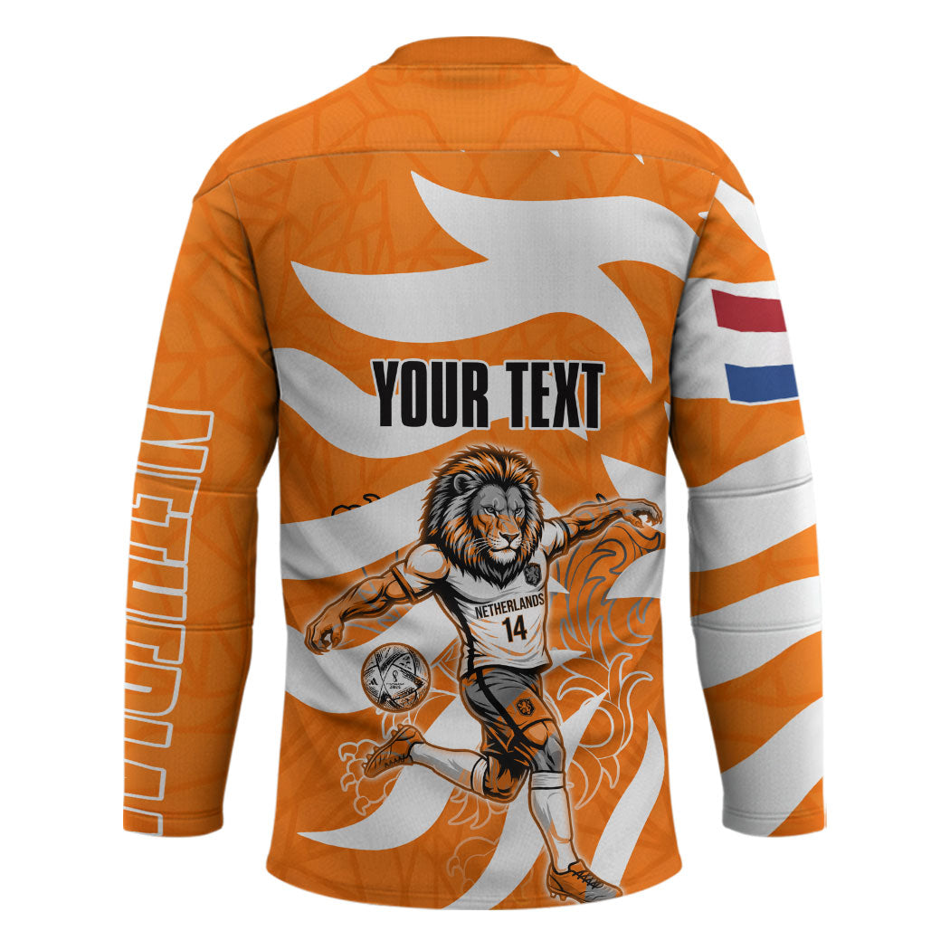 Personalized Netherlands Football Lion Mascot Hockey Jersey Dutch Orange Flag Windmill Symbol Comic