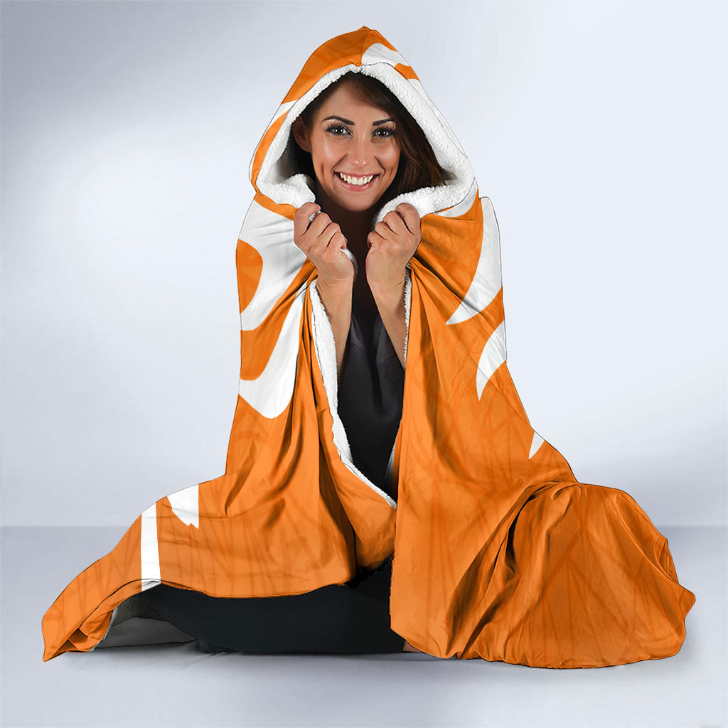 Personalized Netherlands Football Lion Mascot Hooded Blanket Dutch Orange Flag Windmill Symbol Comic