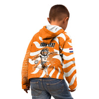 Personalized Netherlands Football Lion Mascot Kid Hoodie Dutch Orange Flag Windmill Symbol Comic