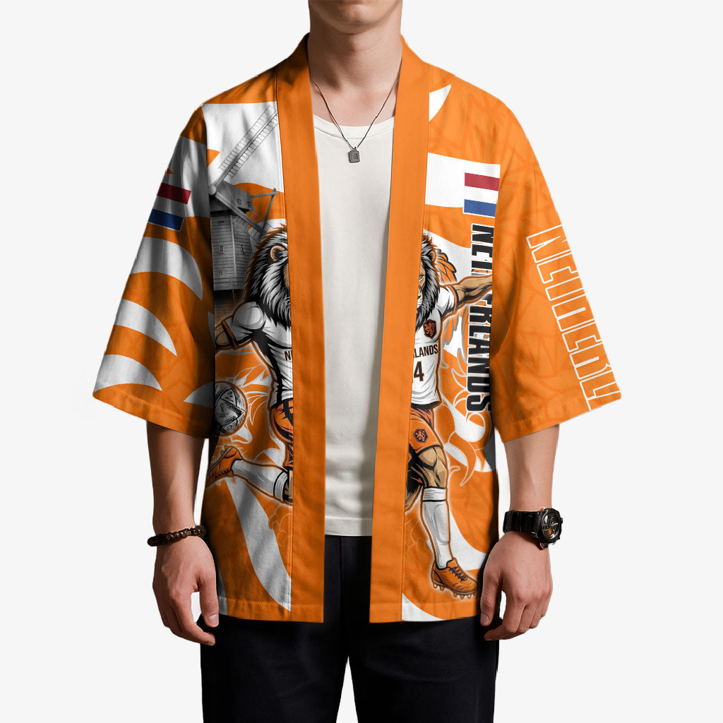 Personalized Netherlands Football Lion Mascot Kimono Dutch Orange Flag Windmill Symbol Comic