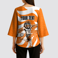 Personalized Netherlands Football Lion Mascot Kimono Sleeve Blouse Dutch Orange Flag Windmill Symbol Comic